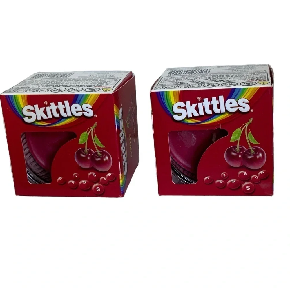 Skittles Candle Cherry Scented in Glass Container 3 OZ each 2 Piece Lot